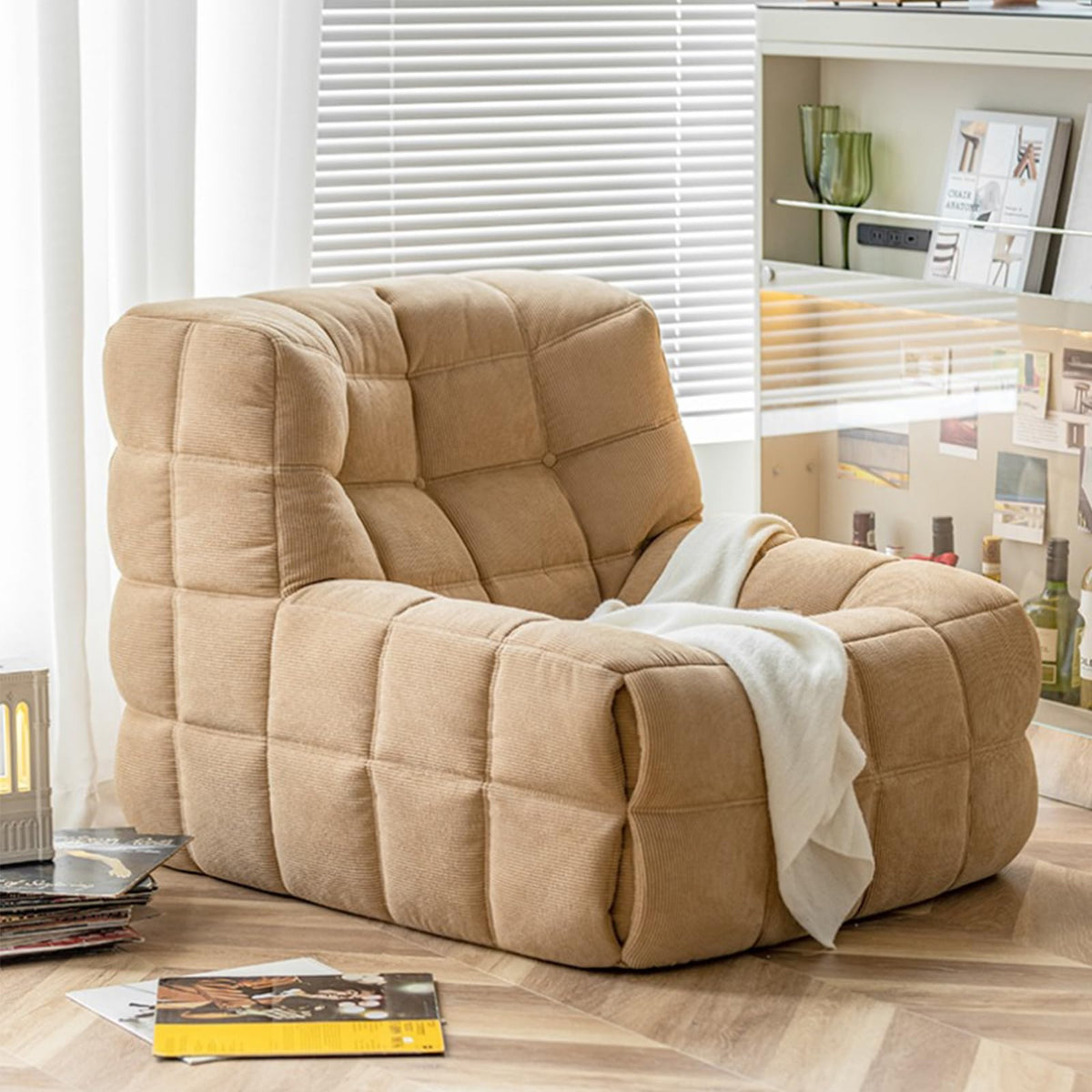 Yellow Corduroy Bean Bag Chair Y425