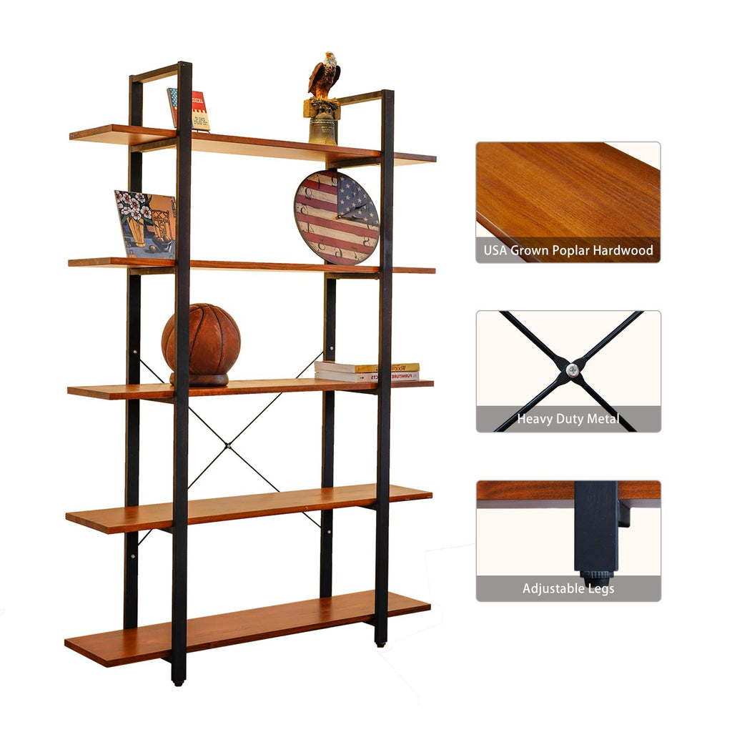 Solid Wood 5 Tier Bookshelf G793