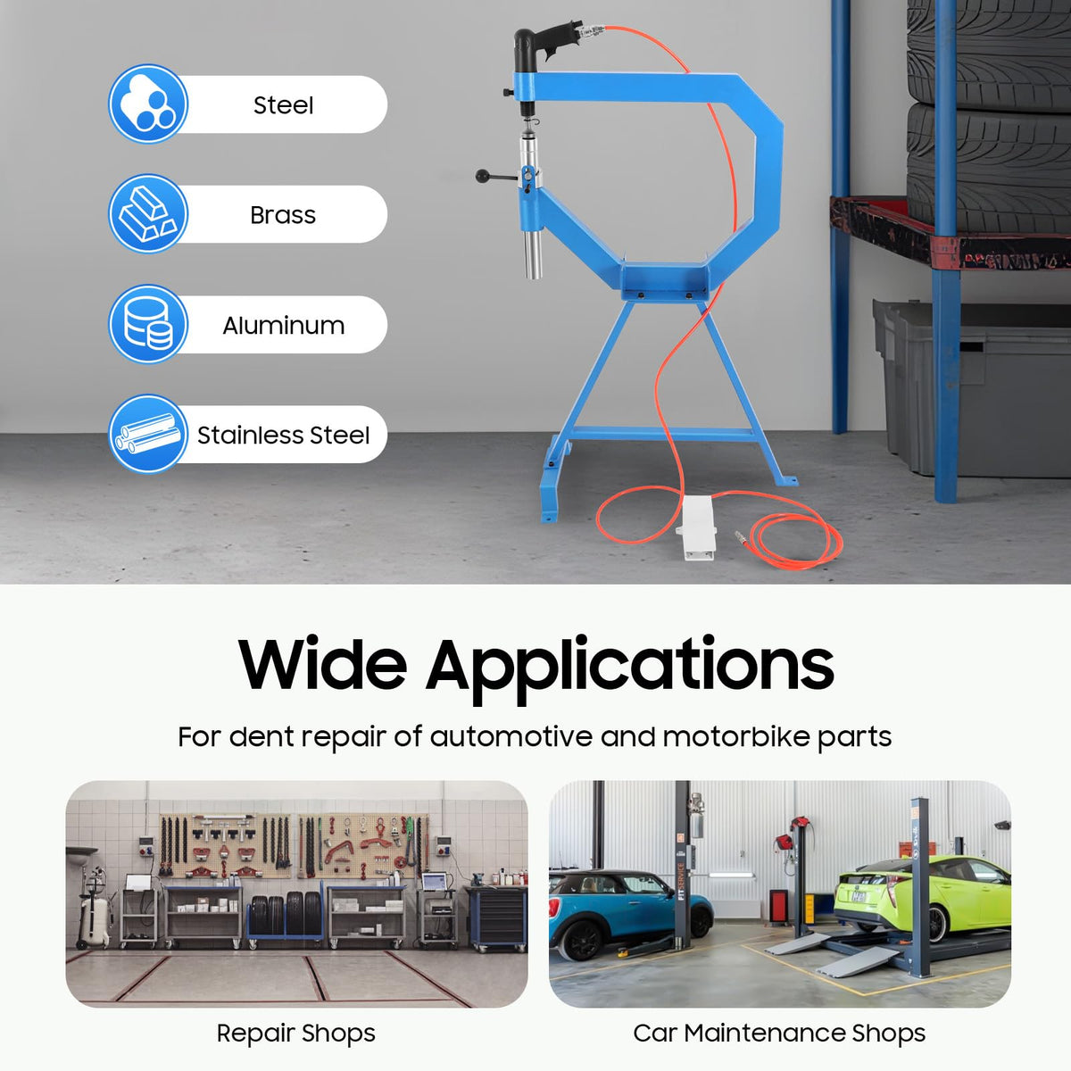 Pneumatic Planishing Hammer Metal Shrinker Stretcher Set Stainless Steel Sheet Metal Shaping Machine T471637