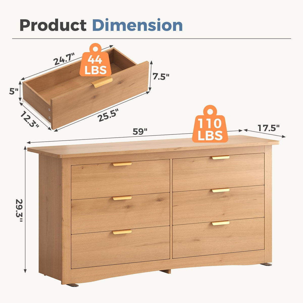 6 Drawer Wood Storage Cabinet J1899
