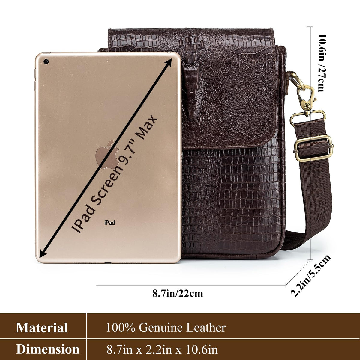 Leather Crocodile Embossed Messenger Bag T57632