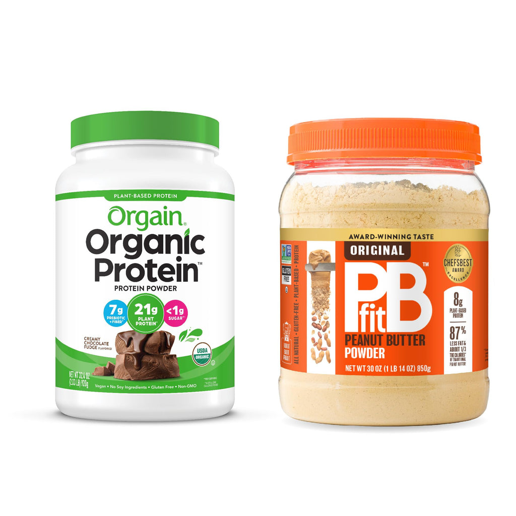 Organic Vegan Protein Powder, Chocolate Fudge 2 lbs + Original 30 oz B2254