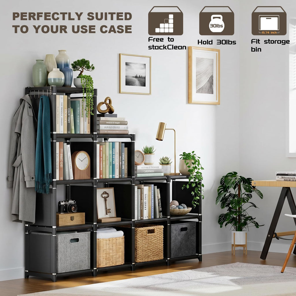 Black 12 Cube Metal Bookcase J3457