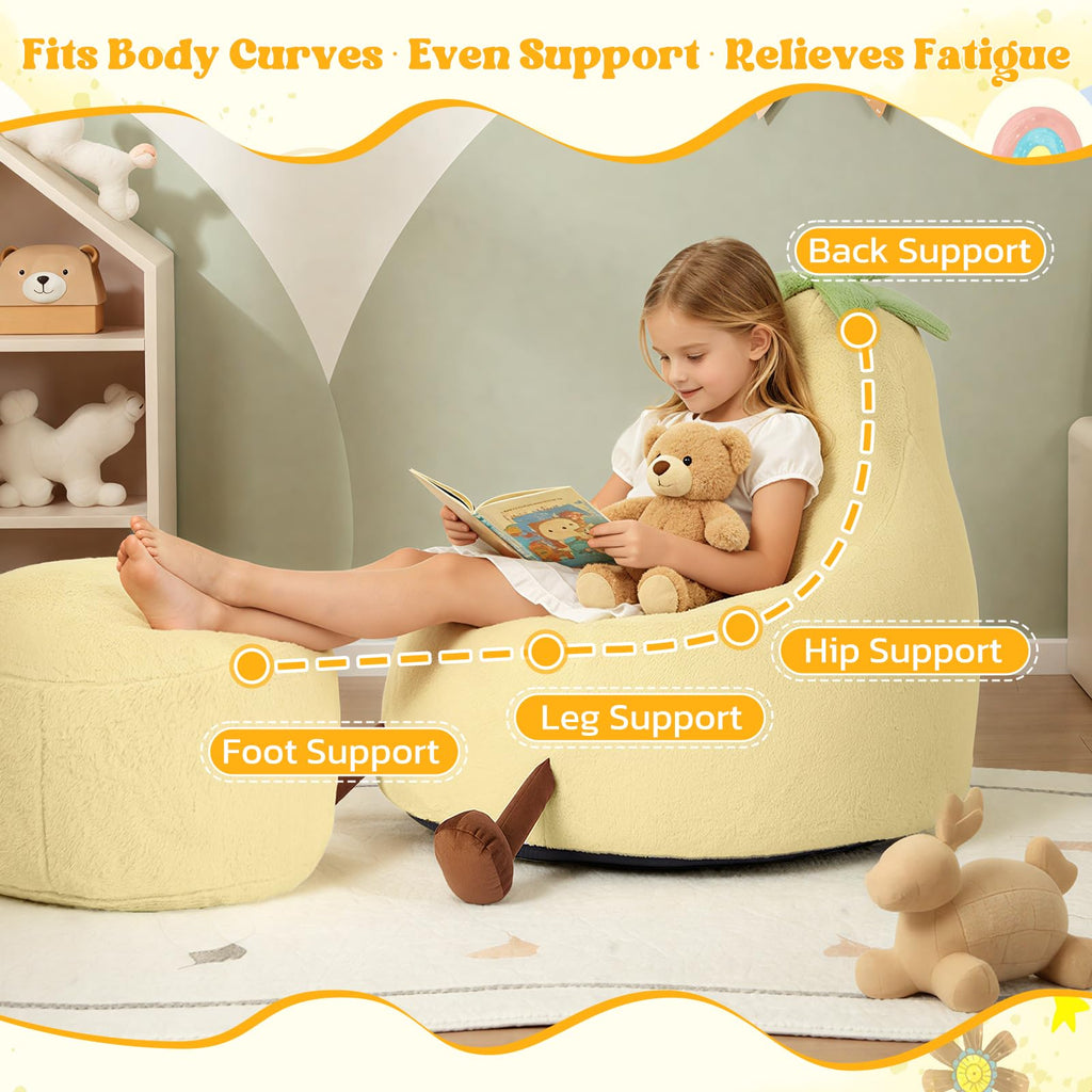 Yellow Faux Rabbit Fur Memory Foam Bean Bag Chair M63757