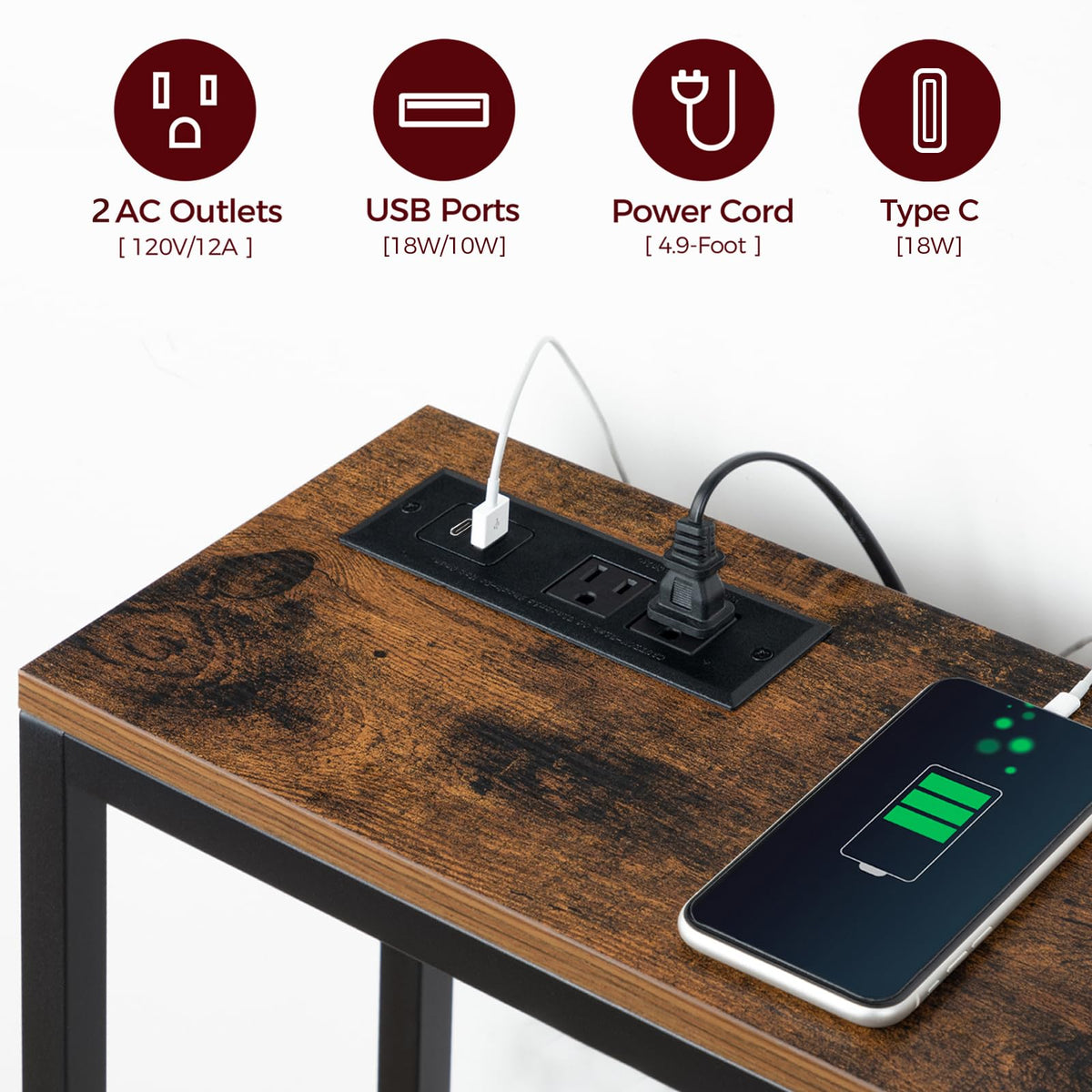 70.9" Narrow Console Table with Power Outlet V346738