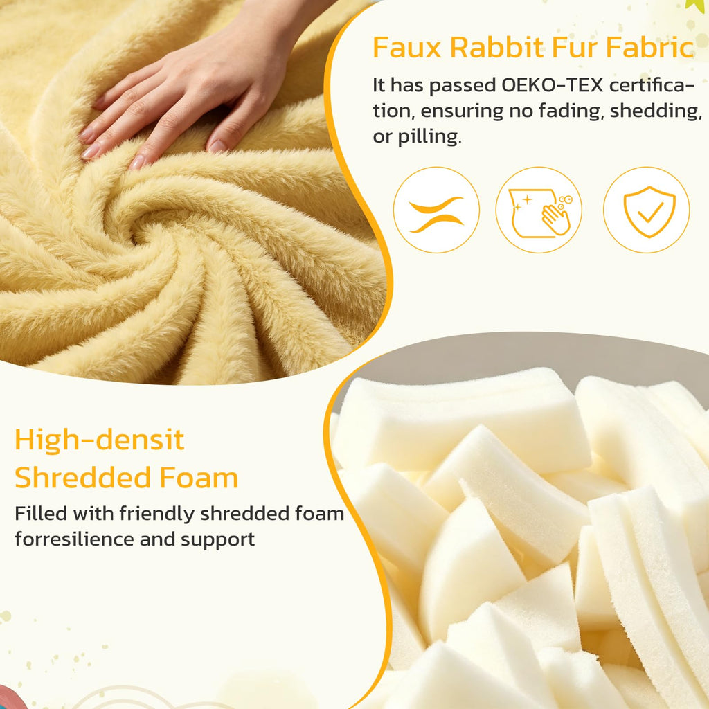 Yellow Faux Rabbit Fur Memory Foam Bean Bag Chair M63757