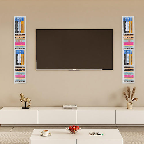 2 Pcs 34Inch White Wall Mount CD DVD Storage Shelf K595748