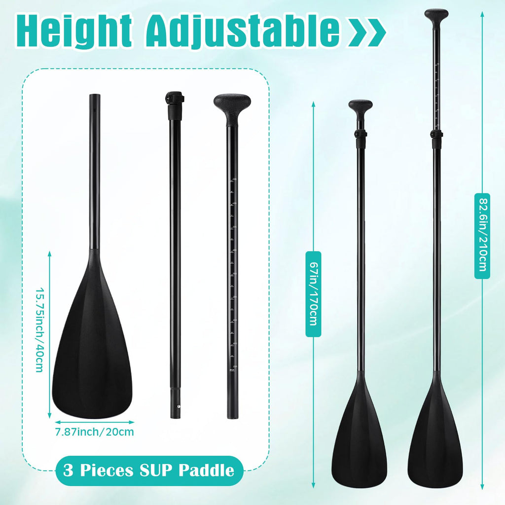 3 Pieces Paddle Board Paddle with Leash Detachable Aluminum Alloy Shaft C6444