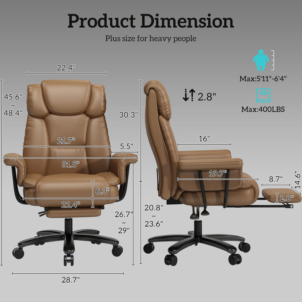 Brown Reclining Office Chair with Footrest S967271