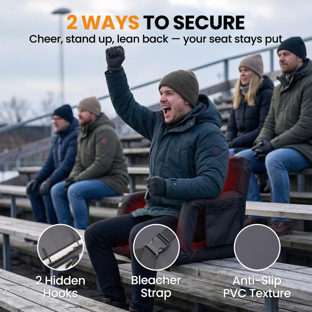 25in Extra Wide Thick Heated Stadium Seats with Back Support R328