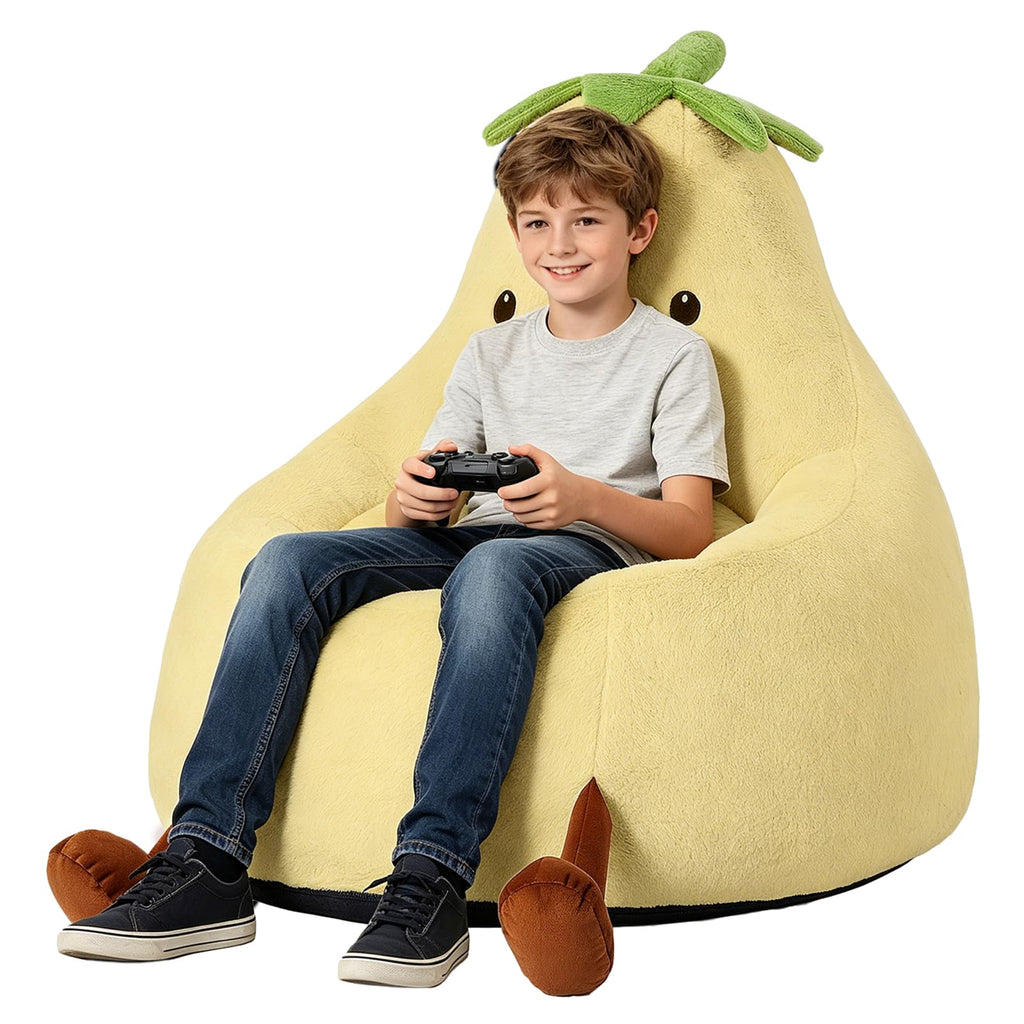 Yellow Faux Rabbit Fur Memory Foam Bean Bag Chair M63757