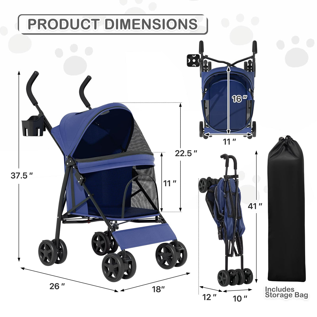 Navy Blue Pet Stroller A917160