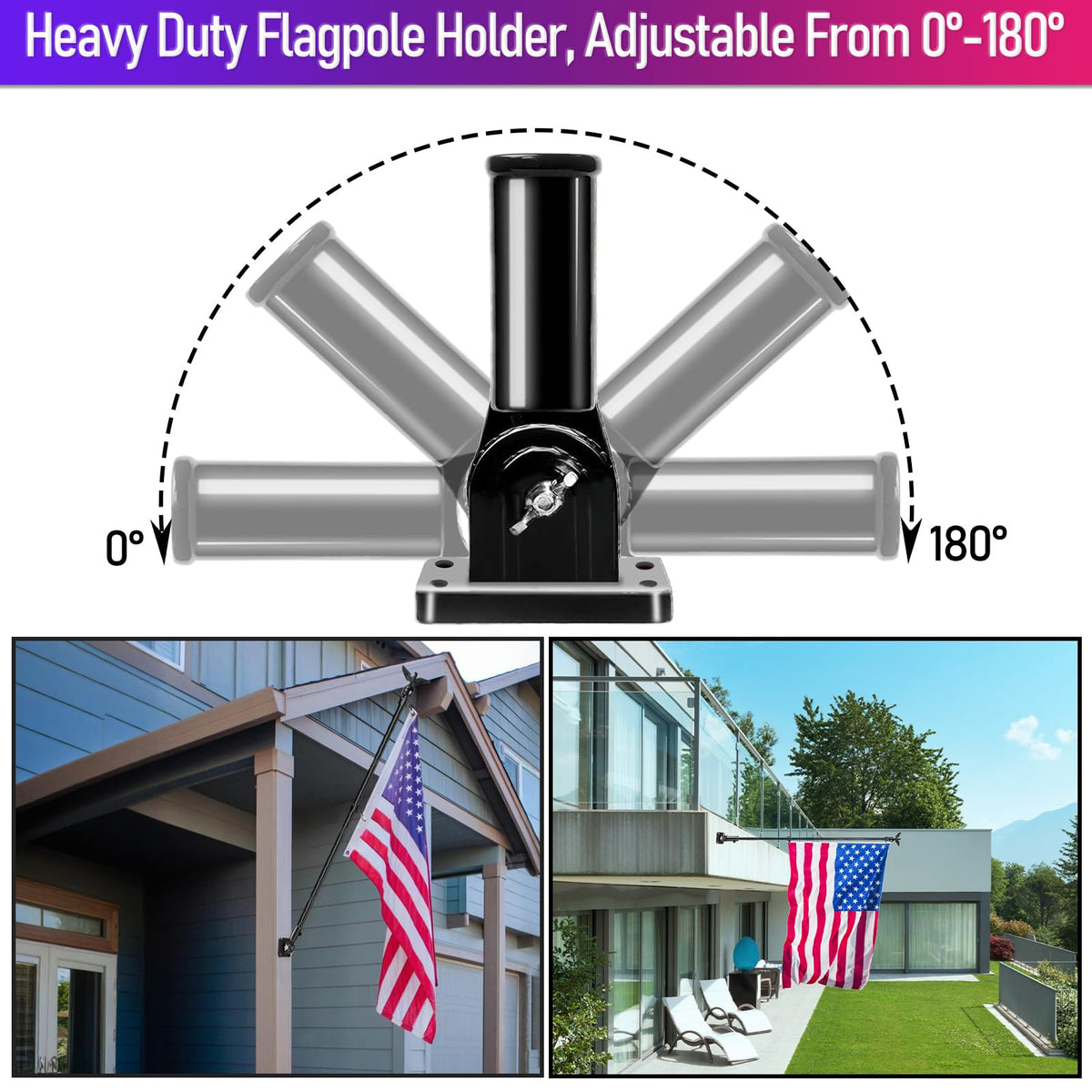 7FT Stainless Steel Flag Pole Kit with Solar Light and Adjustable Bracket V246