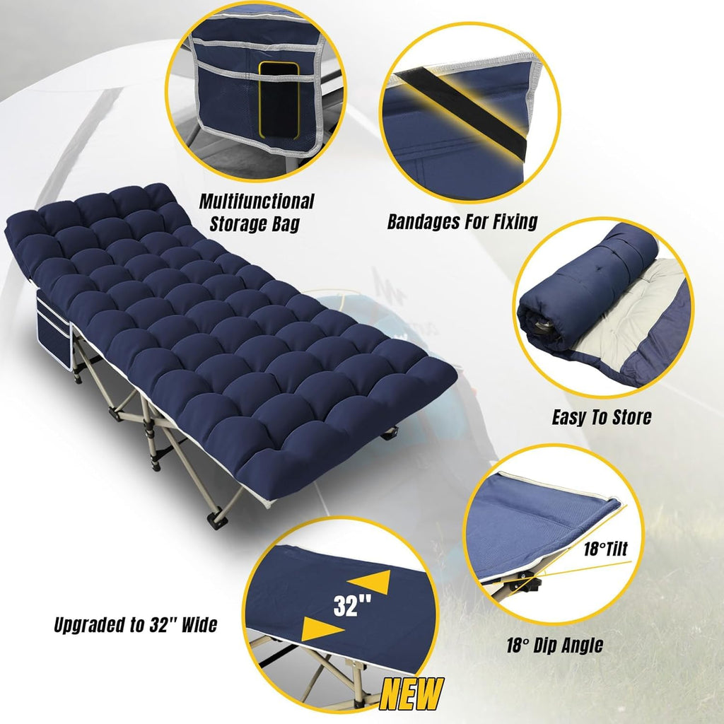Folding Camping Cot Bed 32" Wide Oxford C8920