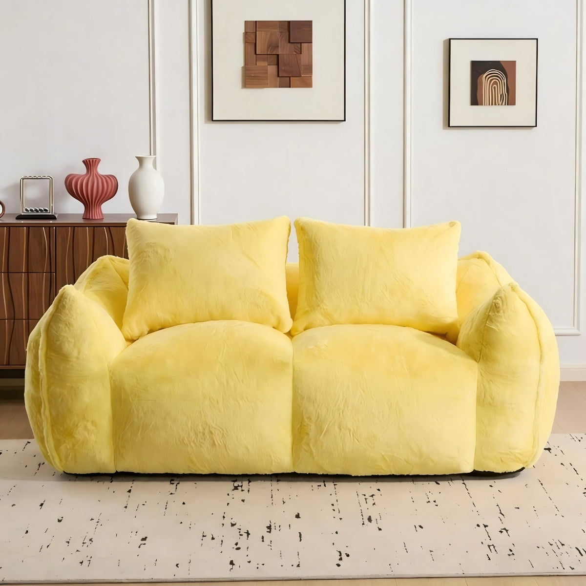 Oversized Faux Fur Memory Foam Bean Bag Chair A462