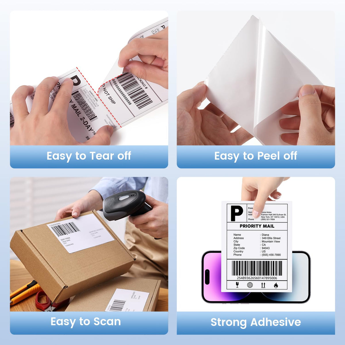 4x3 Thermal Labels 500PCS Water/Oilproof A24158