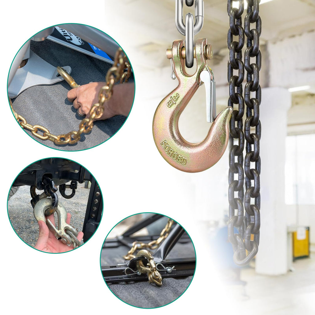 3/8" Clevis Slip Hooks with Safety Latch, 4PCS Heavy Duty W273165
