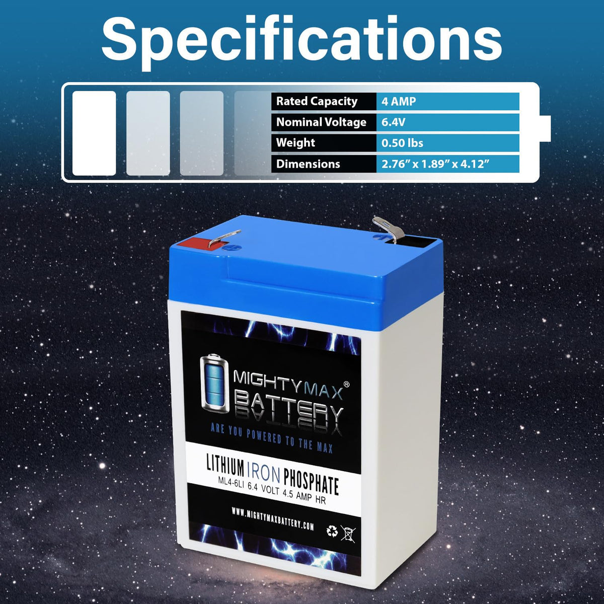 6V 4.5AH Lithium Replacement Battery M334