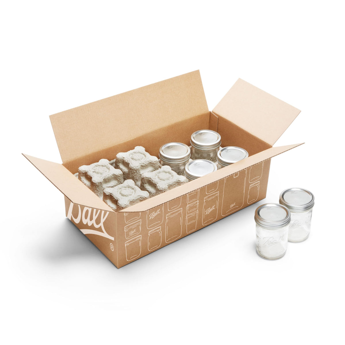 8 Glass Clear Jars with Lids & Bands J12120