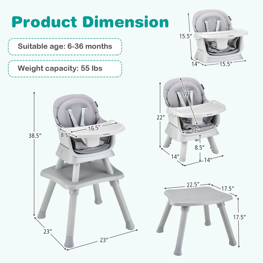 8 in 1 Convertible High Chair with Removable Tray Y49457