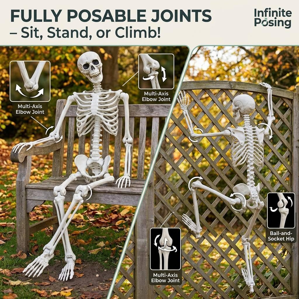 7.9FT Life Size Posable Skeleton F187