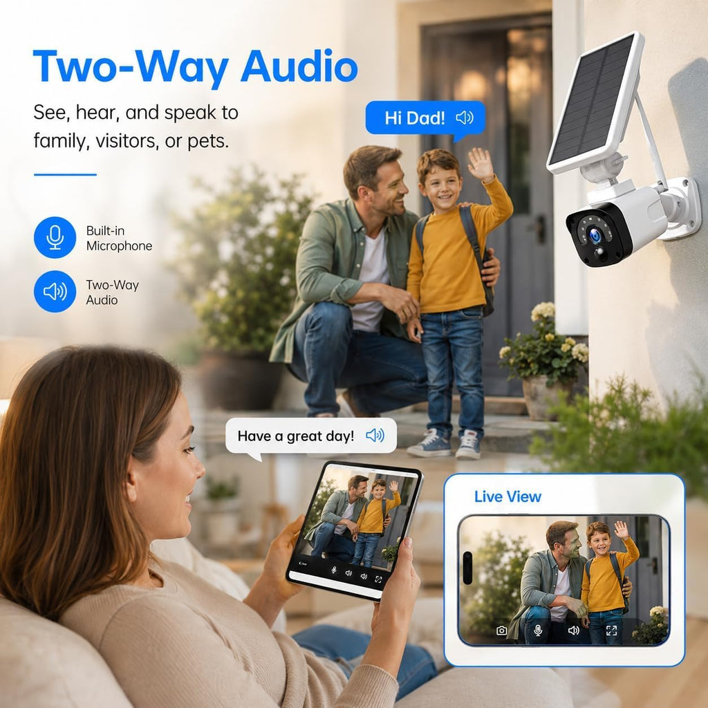 4MP Solar Security Cameras Wireless Outdoor WiFi R715