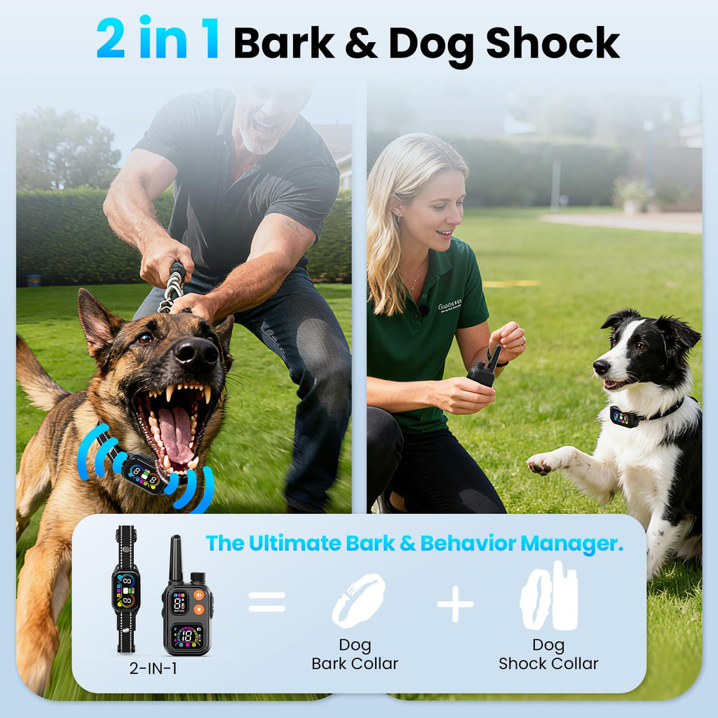 2-in-1 Dog Bark Collar with Remote, 3 Modes, IP67 Waterproof C95368