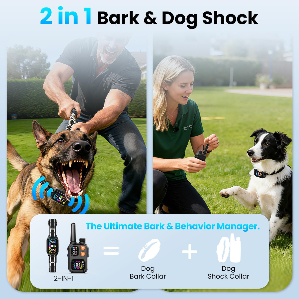 2-in-1 Dog Bark Collar with Remote, 3 Modes, IP67 Waterproof C95368