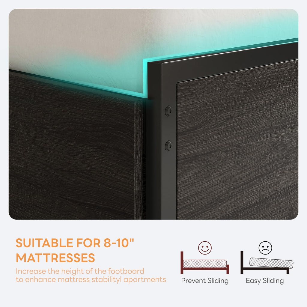 Twin Bed Frame with Storage Drawers and LED Light W61765