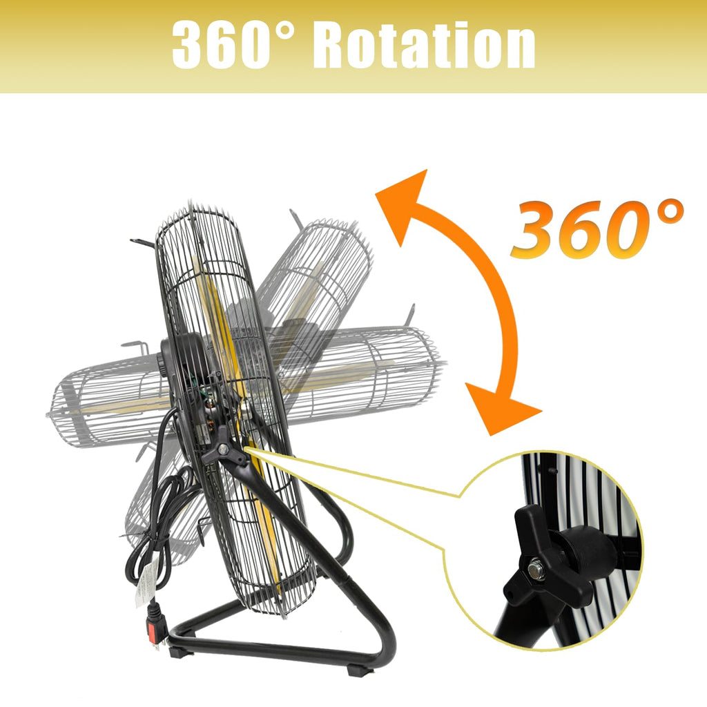 2 Pcs 20-inch 5300 CFM High Velocity Metal Floor Fan X824