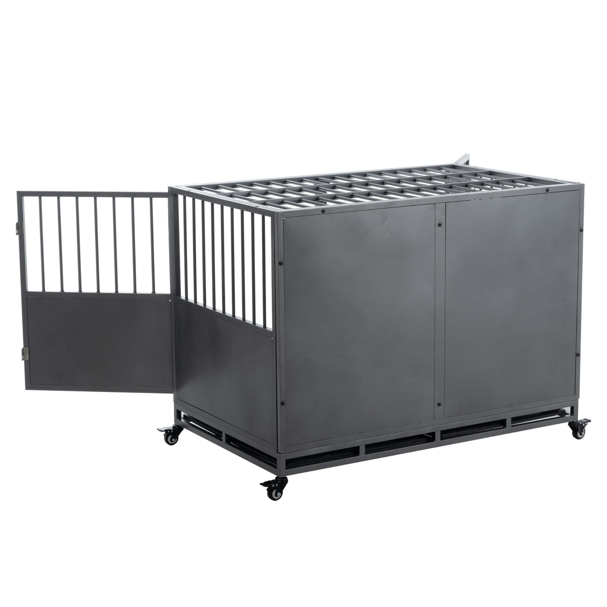 48 inch Heavy Duty Folding Metal Dog Cage with Divider Panel E203