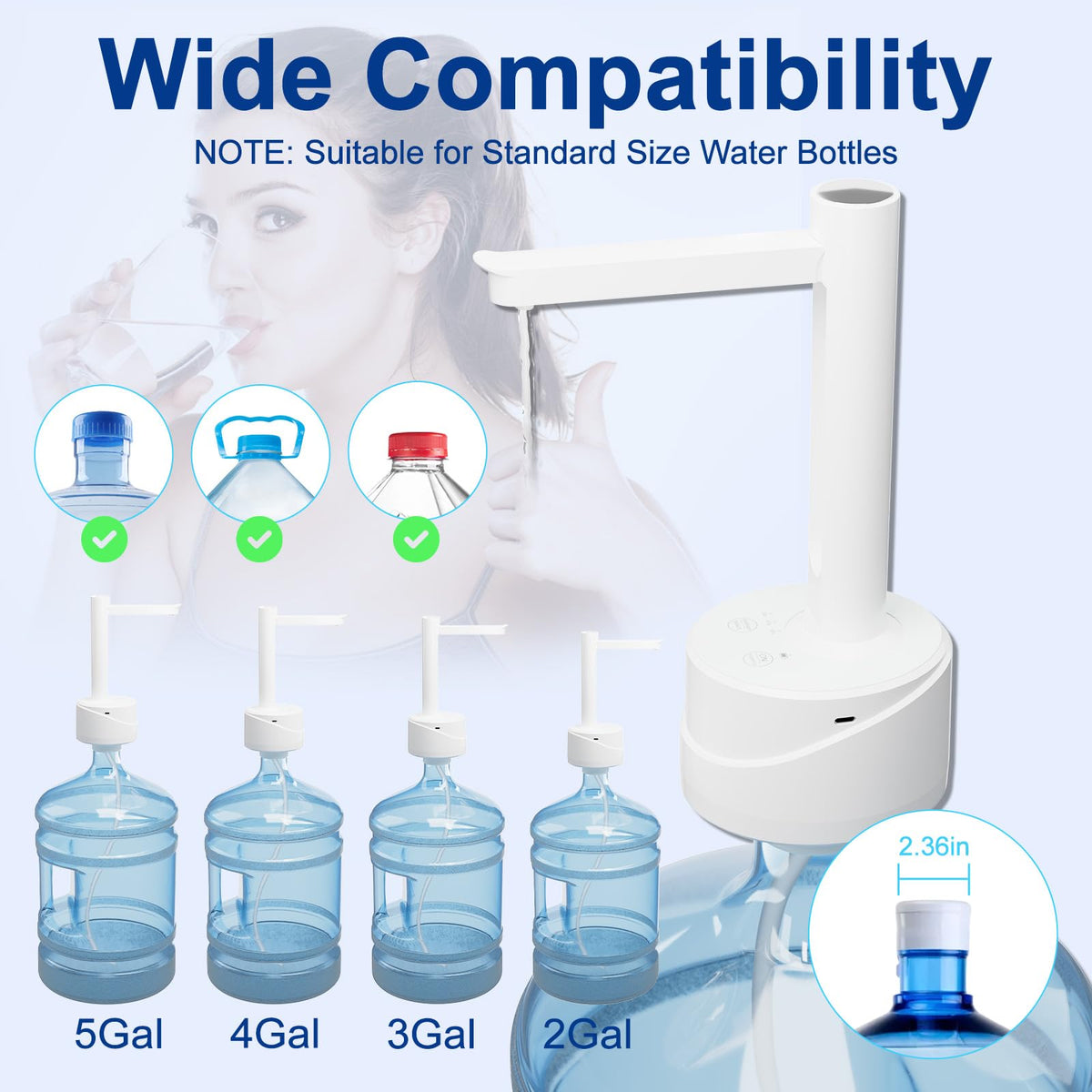 5 Gallon USB Type-C Electric Water Bottle Dispenser E9540