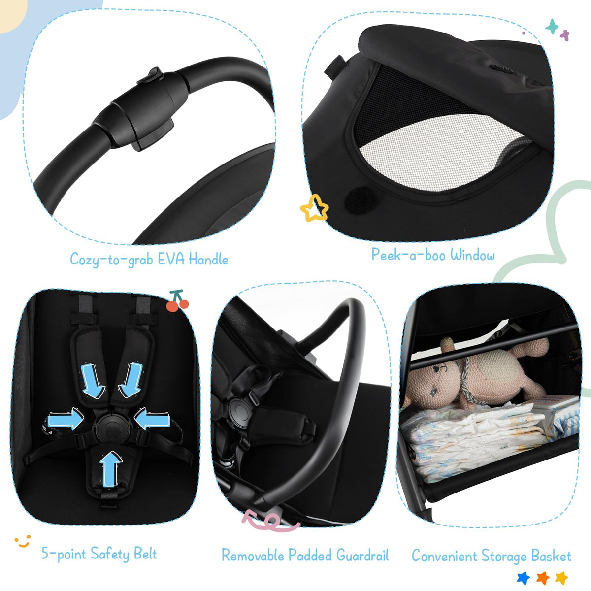 Lightweight Compact Baby Stroller with Canopy V9458