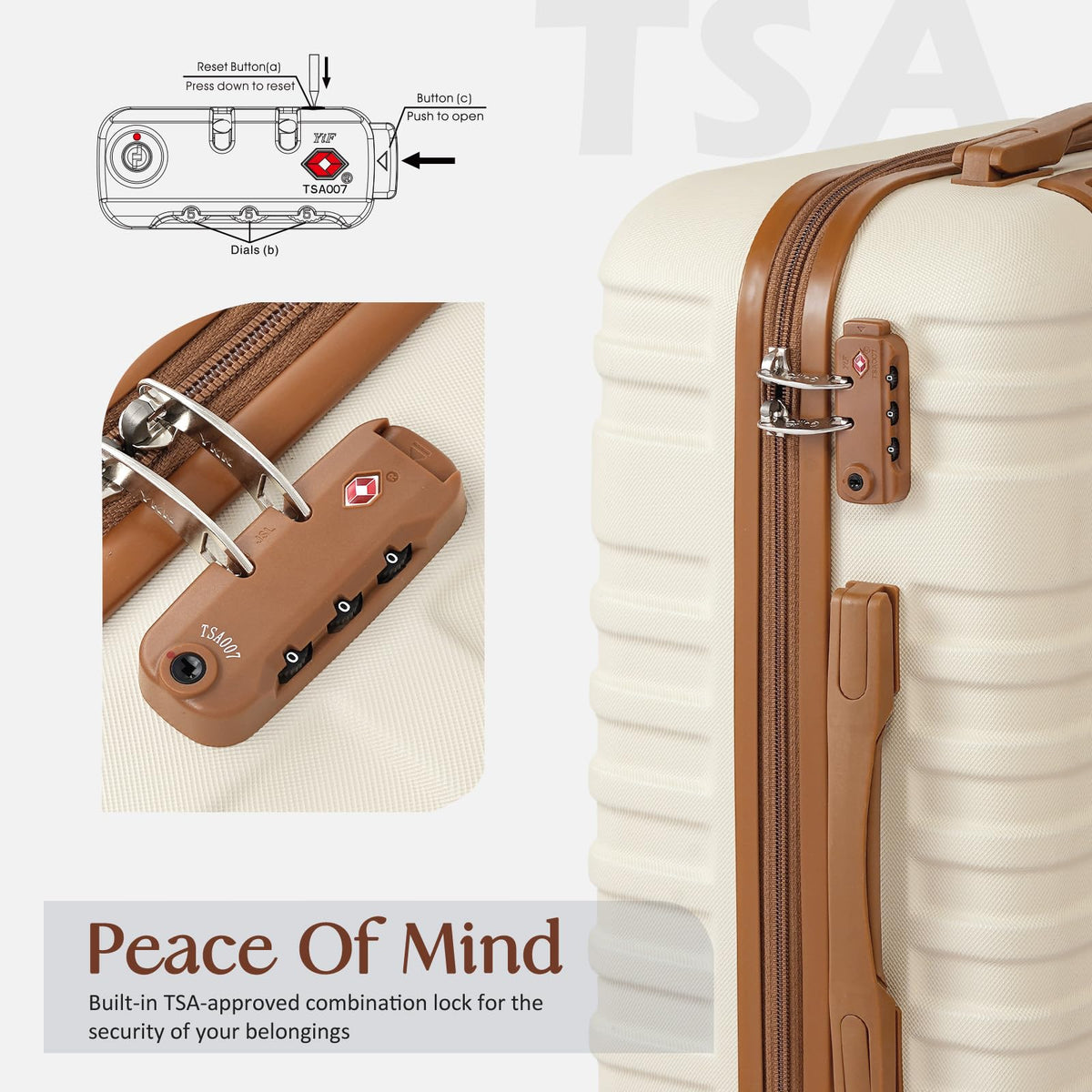White 3 Piece Hardside Luggage Set U6366