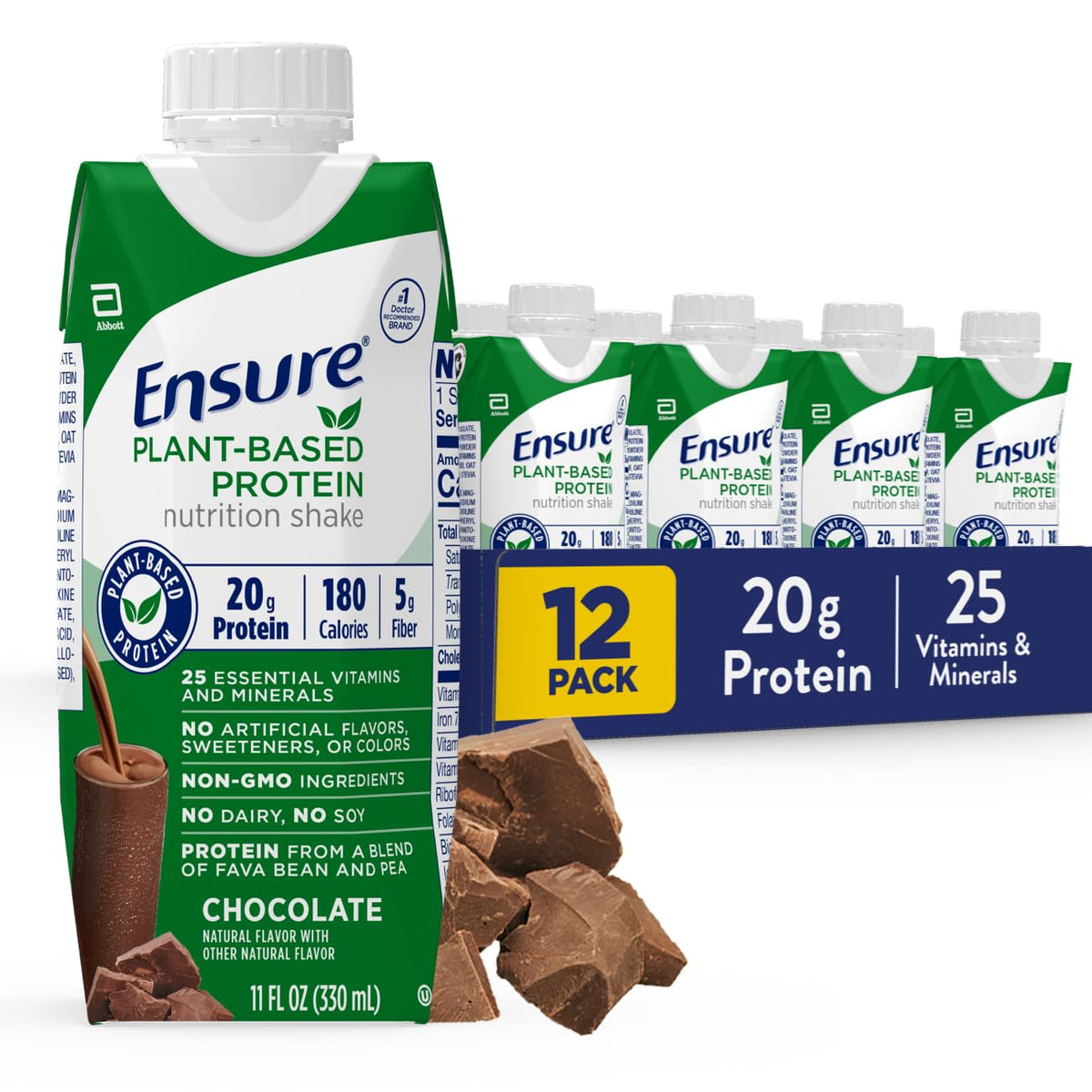 Plant-Based Protein Nutrition Shakes 20g Fava Bean & Pea Protein Pack of 12 V48858