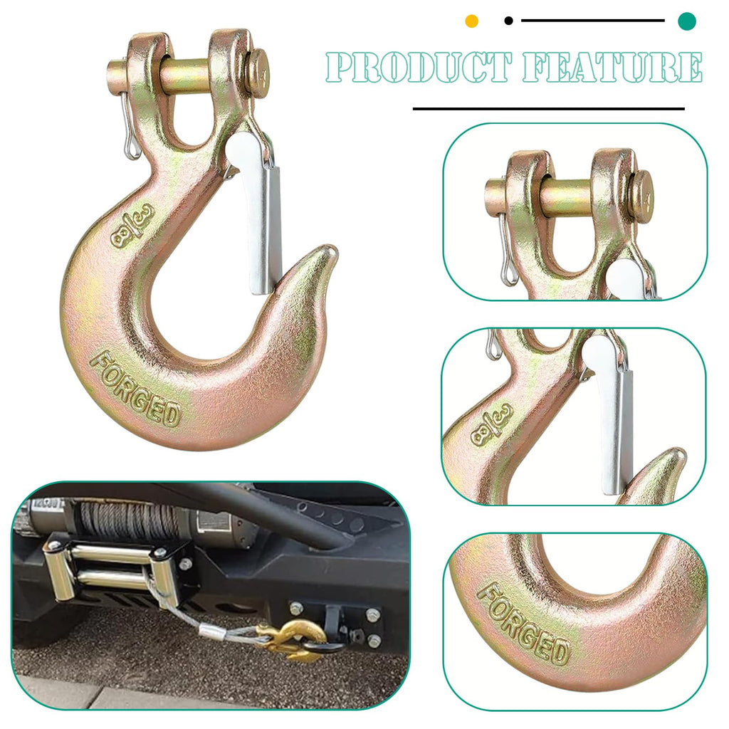3/8" Clevis Slip Hooks with Safety Latch, 4PCS Heavy Duty W273165