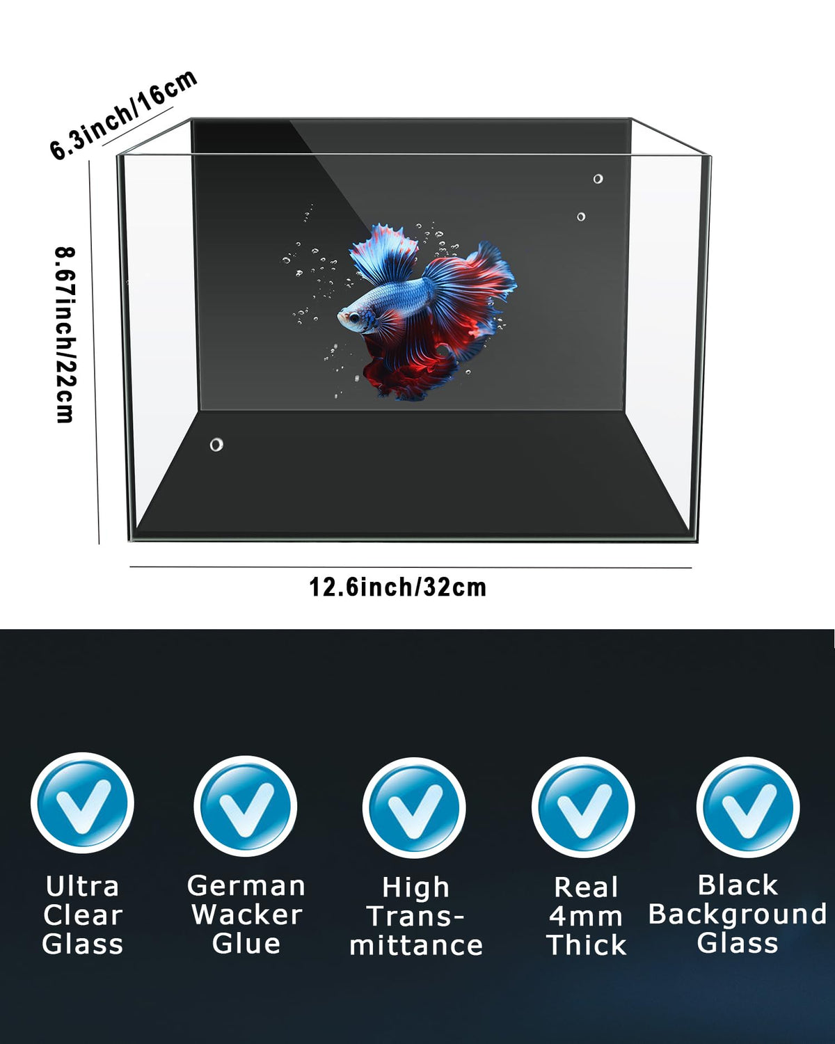 3 Gallon Ultra-Clear Glass Fish Tank with Filter and Led Light N73259