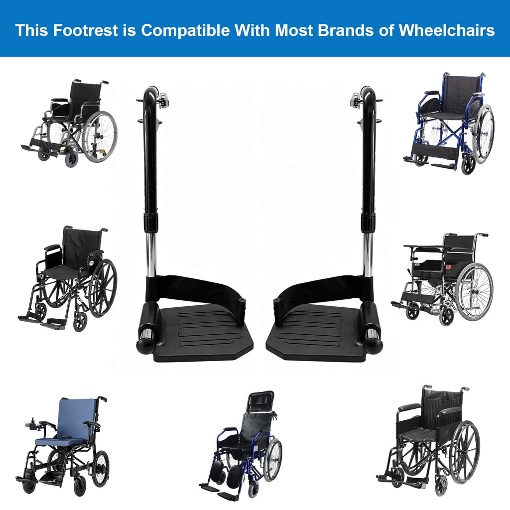 Black Wheelchair Footrest Replacement with Heel Loop J638