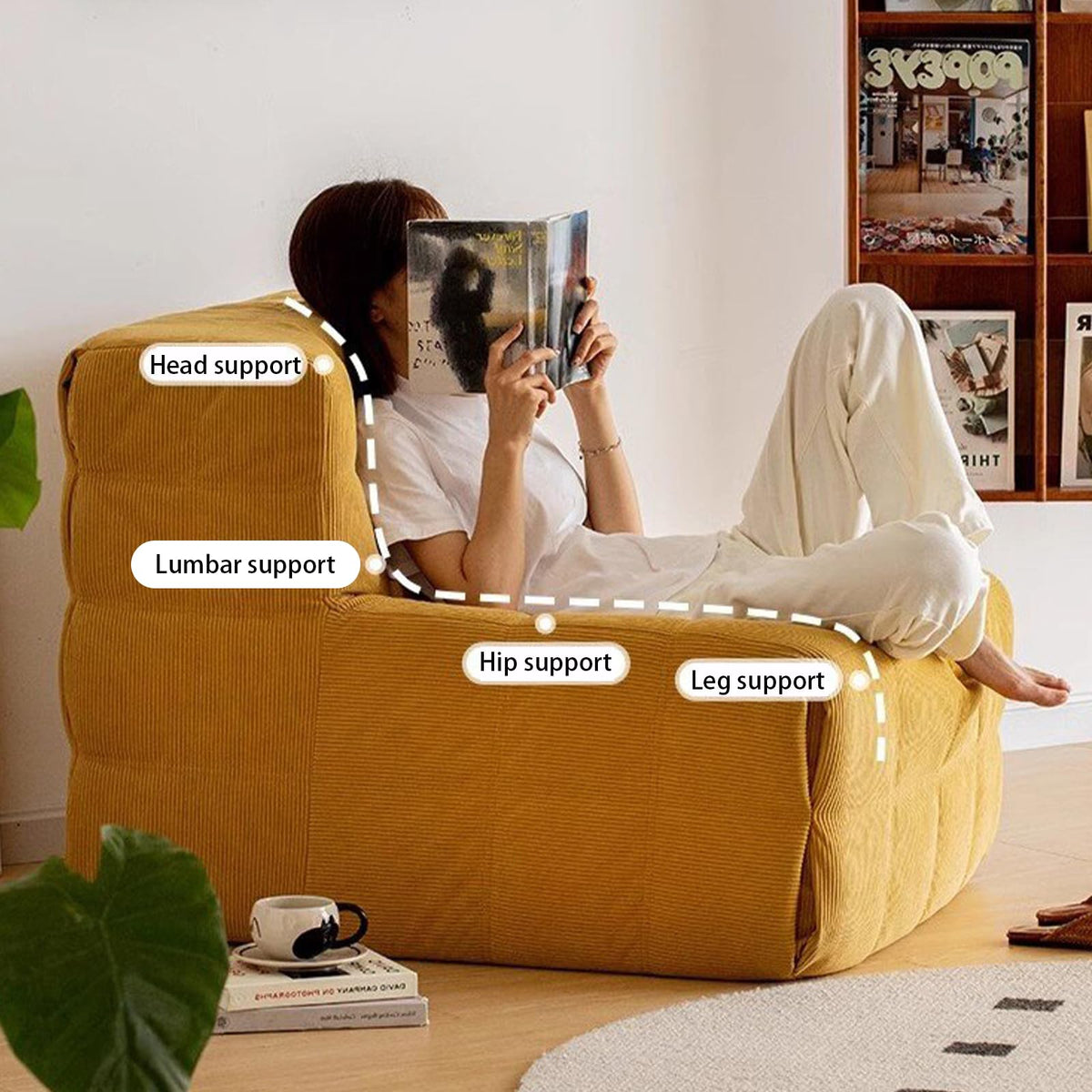 Yellow Corduroy Bean Bag Chair Y425