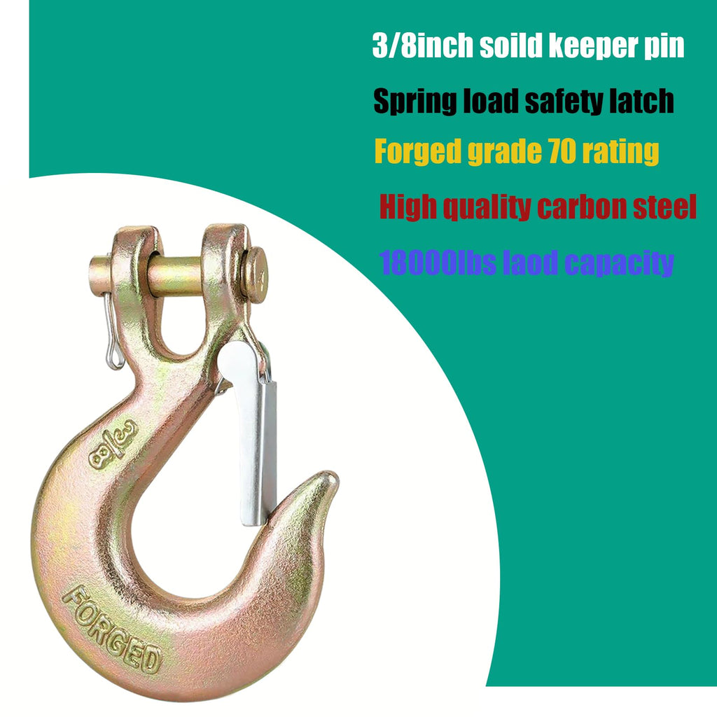 3/8" Clevis Slip Hooks with Safety Latch, 4PCS Heavy Duty W273165