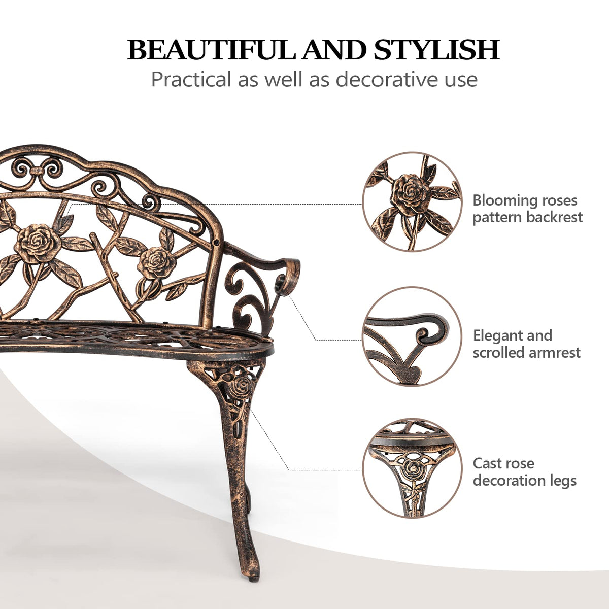 2 Seater Cast Iron Cast Aluminium Garden Bench I910