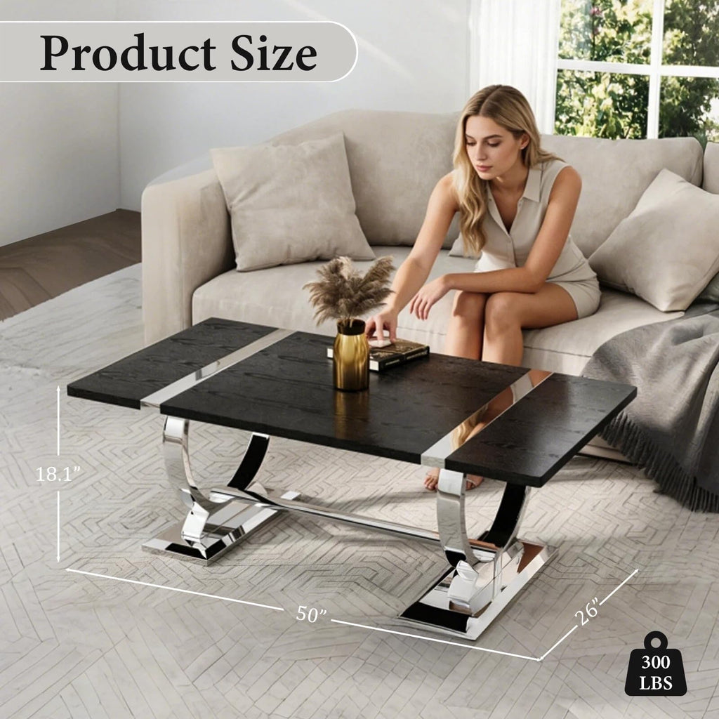 50" Black and Silver Coffee Table R2339