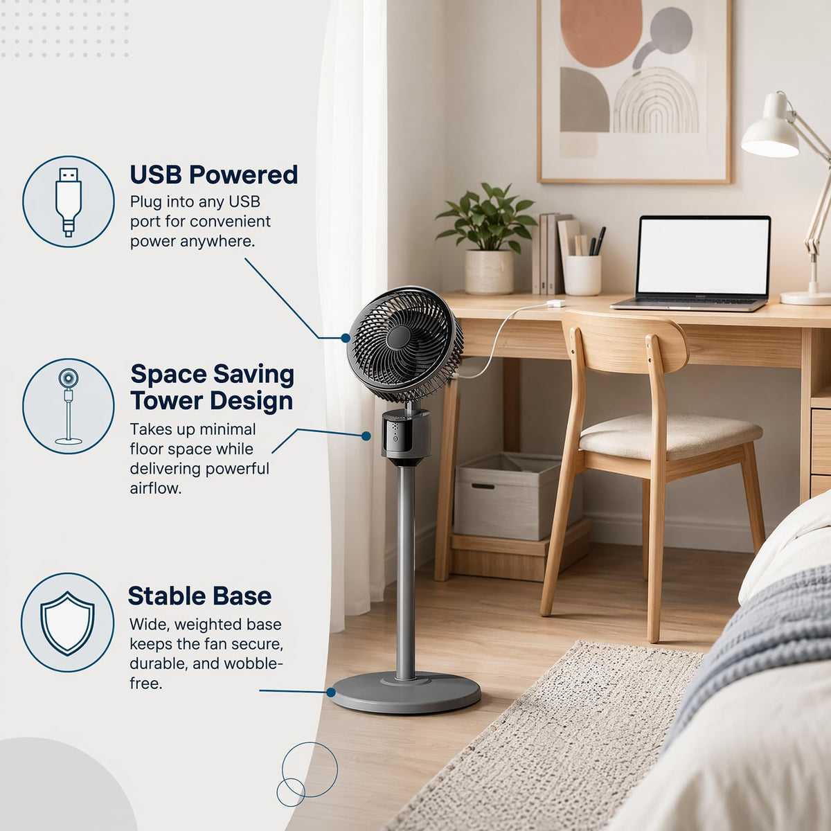 USB Powered Standing Floor Fan S214772
