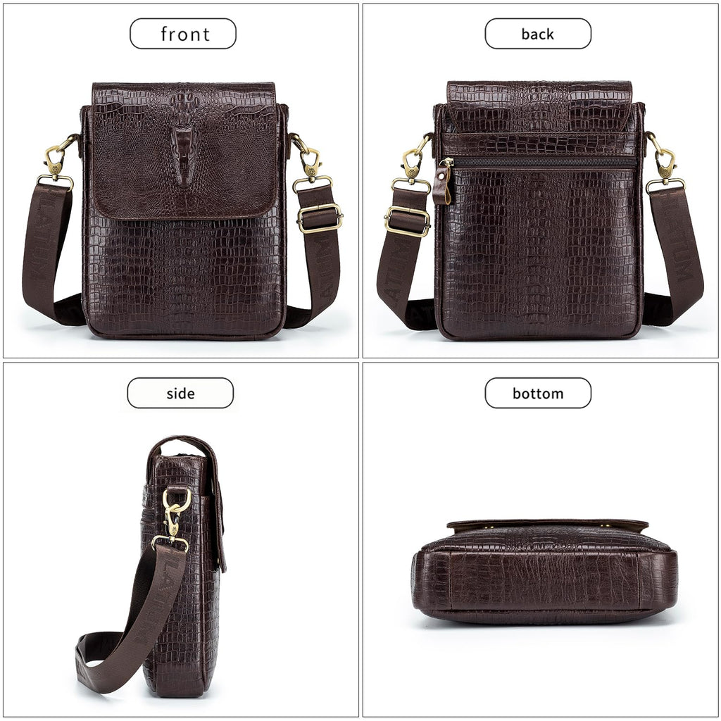 Leather Crocodile Embossed Messenger Bag T57632