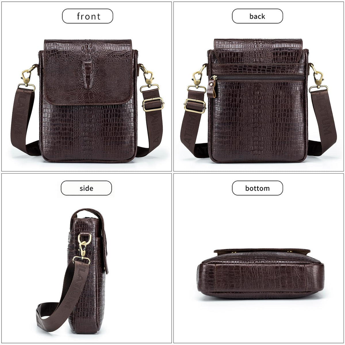 Leather Crocodile Embossed Messenger Bag T57632