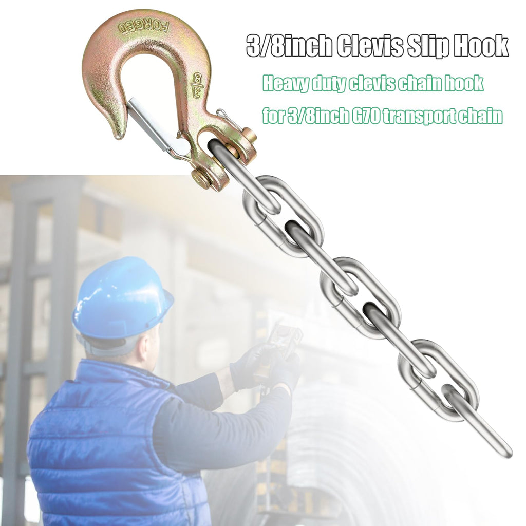 3/8" Clevis Slip Hooks with Safety Latch, 4PCS Heavy Duty W273165