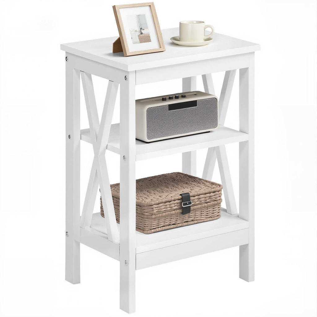24" Tall 3-Tier Pearl White End Table J408