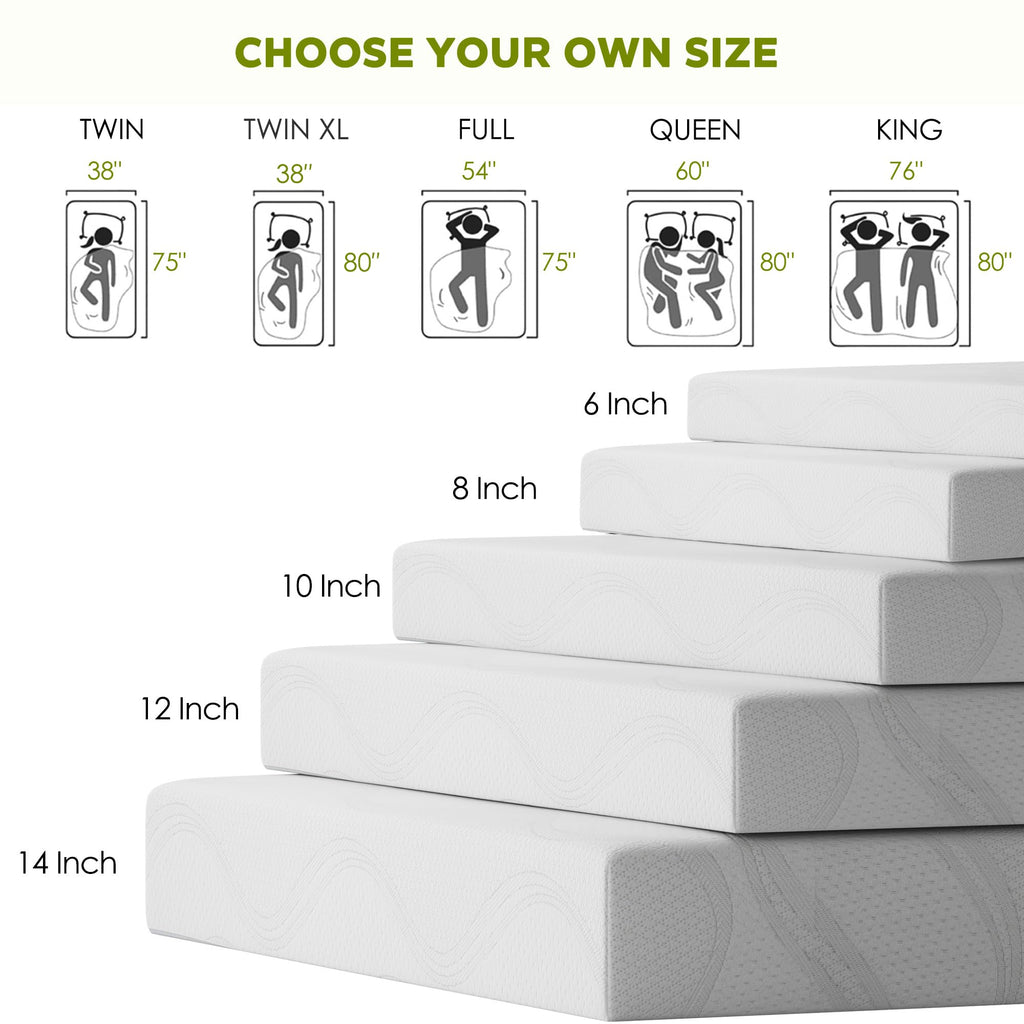 6 Inch Green Tea Gel Memory Foam Mattress R1797