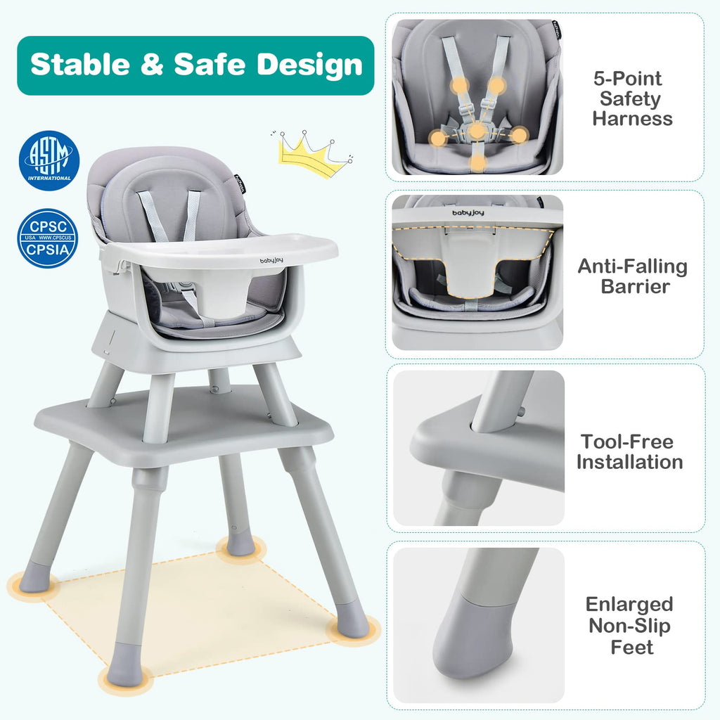 8 in 1 Convertible High Chair with Removable Tray Y49457
