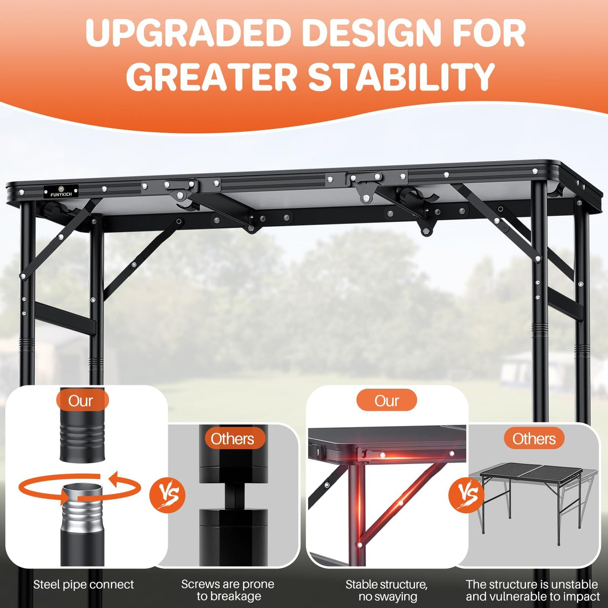 Aluminum Folding Camping Table 3 Height Adjustable W185482